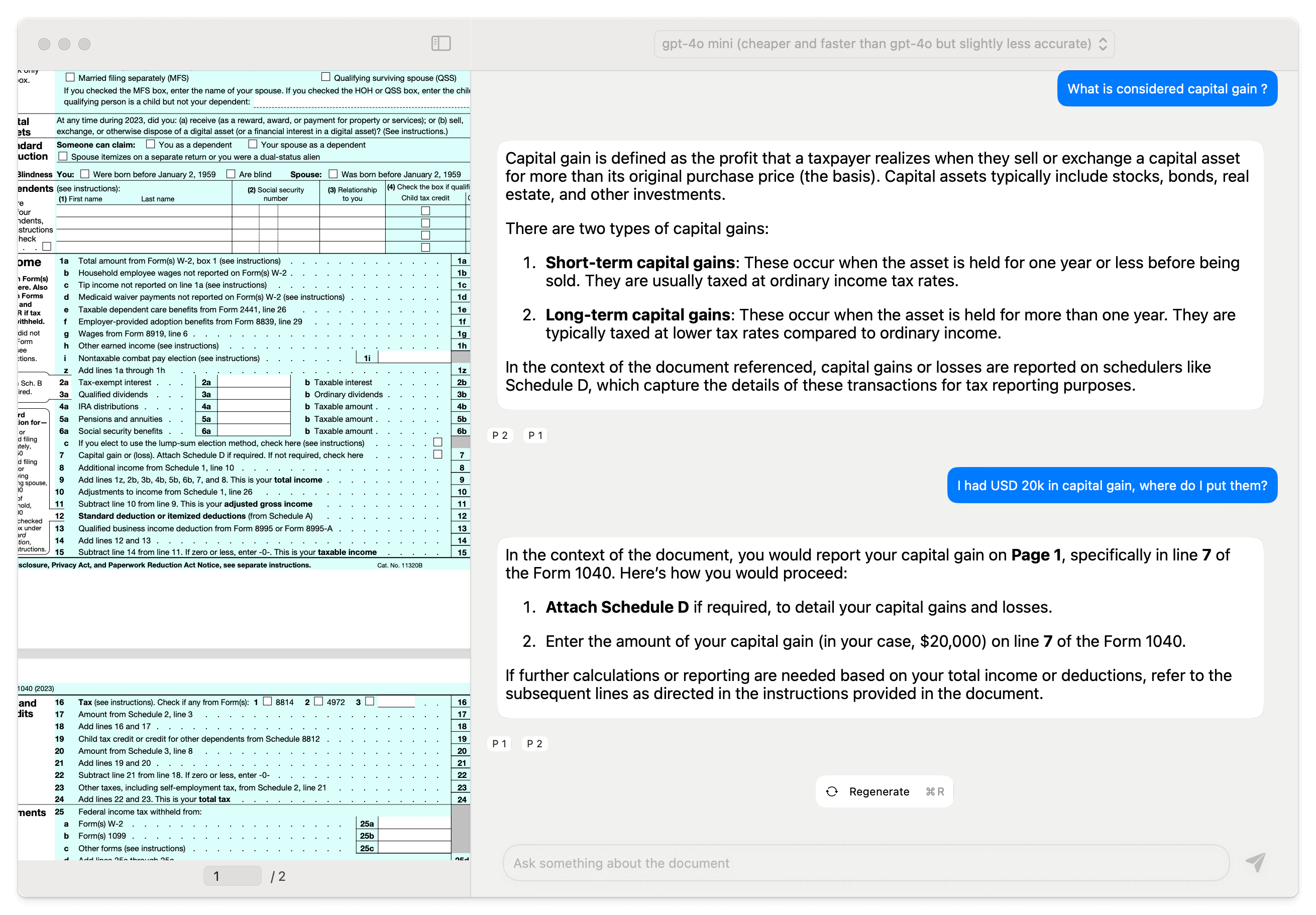 Product screenshot for use case Help with Filing Taxes